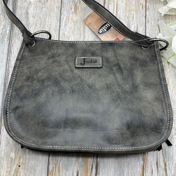 Justin Western Cowgirl Country Leather Fringe Crossbody Bag Purse - Picture 5 of 14